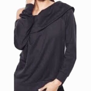 VICTORIA SPORT Off the Shoulder Sweatshirt in Black Size Small